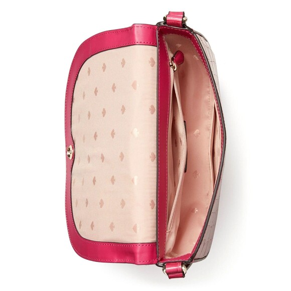 New Kate Spade Luna Crescent Crossbody Croco Embossed Leather Festive Pink - Picture 5 of 5